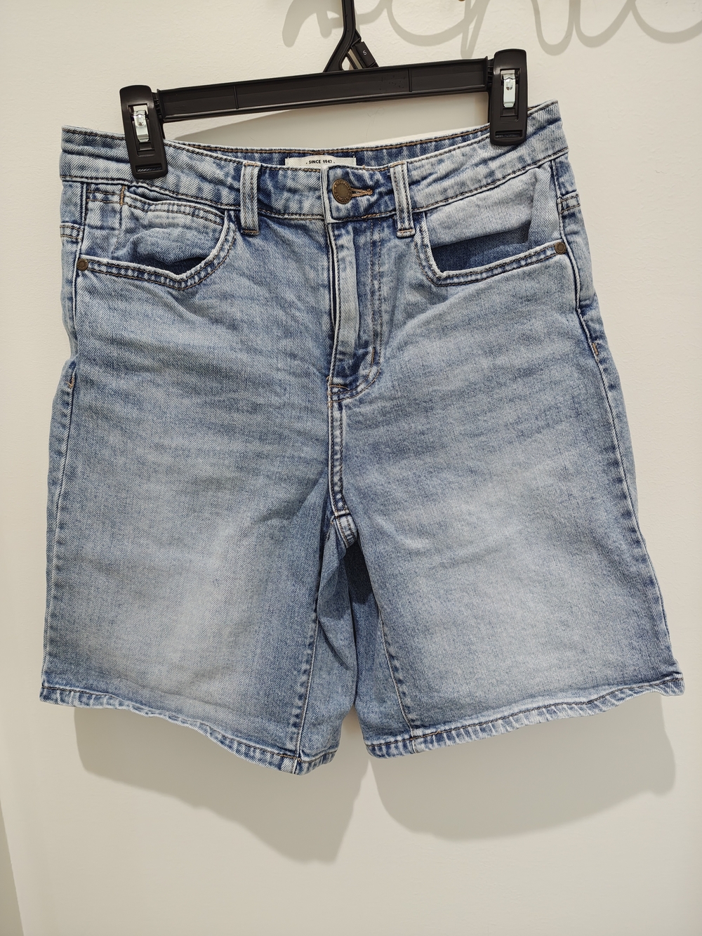 Wrangler Light Blue High Rise Denim 7" Bermuda Shorts